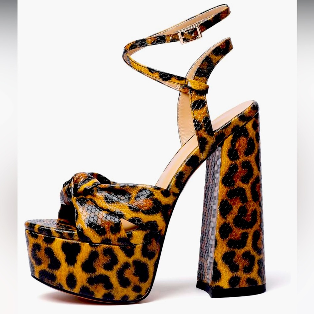 Chunky Platform Strappy Cheetah Sandals